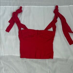 Red Tie-Strap Bustier Top
